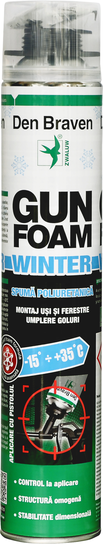 Spuma poliuretanica profesionala pentru iarna, aplicare cu pistol, Den Braven Gun Foam, 750 ml